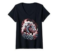 Femme Conte de Viking - Sanglier de Bataille Nordique Fantastique T-Shirt avec Col en V