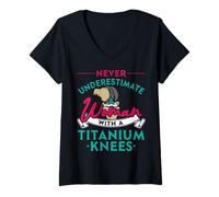 Femme Contient des pièces de Rechange - Bionic pour Femme - Remplacement du Genou T-Shirt avec Col en V