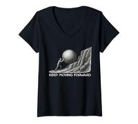 Femme Continuez à avancer T-Shirt avec Col en V