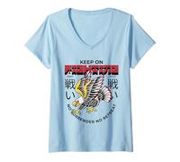 Femme Continuez à Vous Battre, Pas de Capitulation, Pas de Retraite (Déclaration du Combattant) T-Shirt avec Col en V
