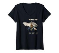 Femme Contour De L'île De Bali avec Temple Et Boussole - Design De T-Shirt avec Col en V