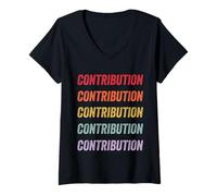 Femme Contribution T-Shirt avec Col en V
