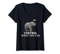 Femme Contrôlez ce Que Vous Pouvez Citations positives sur l'état d'esprit de Croissance T-Shirt avec Col en V