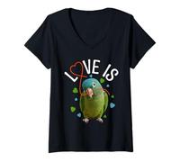 Femme Conure Couronne Bleue Love is Blue T-Shirt avec Col en V