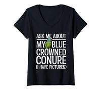 Femme Conure couronnée Bleue Birdkeeper Ask Me Conure couronnée Bleue T-Shirt avec Col en V