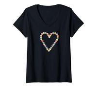 Femme Conversation Hearts Candy Heart T-Shirt avec Col en V