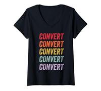 Femme Convertir T-Shirt avec Col en V