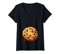 Femme Cookie Baby Bump Drôle Grossesse T-Shirt avec Col en V