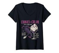Femme Cookie & Cream Icecream Butcher Blackbird Citation drôle T-Shirt avec Col en V