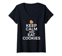 Femme Cookie Lover Baking Keep Calm Eat Cookies T-Shirt avec Col en V
