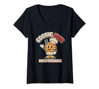 Femme Cookie Mom Baked with Love - Design Graphique Amusant T-Shirt avec Col en V