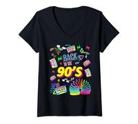 Femme Cool 90's Forever, vintage rétro Back to 90's Graphic Design T-Shirt avec Col en V