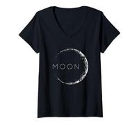Femme Cool Abstract Moon Illustration Novelty Graphic Designs T-Shirt avec Col en V