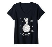 Femme Cool Astronaute Novelty Play Golf Graphic Tees & Cool Designs T-Shirt avec Col en V