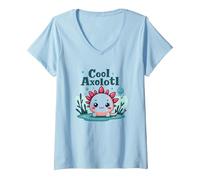 Femme Cool Axolotl Kid Aquatic Adventure pour garçons T-Shirt avec Col en V, Bleu Céleste, XXL