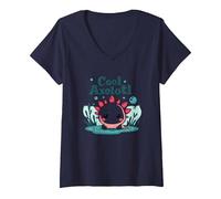 Femme Cool Axolotl Kid Aquatic Adventure pour garçons T-Shirt avec Col en V, Bleu Marine, L