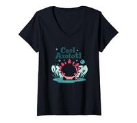 Femme Cool Axolotl Kid Aquatic Adventure pour garçons T-Shirt avec Col en V, Noir, M
