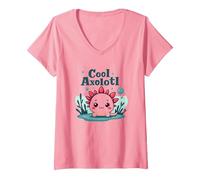 Femme Cool Axolotl Kid Aquatic Adventure pour garçons T-Shirt avec Col en V, Rose, XXL