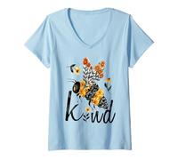 Femme Cool Bee Kind Chemise à Fleurs drôle Bourdon pour Femmes et Filles T-Shirt avec Col en V