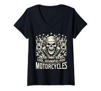 Femme Cool Biker Grandpas Ride Motorcycles Rider T-Shirt avec Col en V