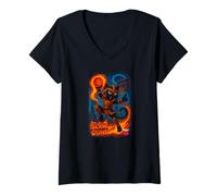 Femme Cool Chicago Cat Warrior basketball Slam Dunk Graphic Design T-Shirt avec Col en V