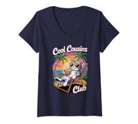 Femme Cool Cousins Club Cat 2026 Crew Cruise Tribe pour Filles et garçons T-Shirt avec Col en V