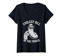 Femme Cool Dill in The Fridge Funny Pickle Pun Apparel T-Shirt avec Col en V