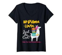 Femme Cool Drama Llama Only You Can Prevent Drama Quotes Fun T-Shirt avec Col en V
