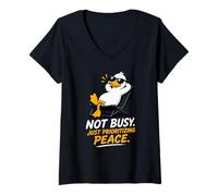 Femme Cool Duck n'est Pas occupé à Donner la priorité à la Paix T-Shirt avec Col en V