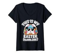 Femme Cool Easter Egg Basket Bunny This is My Easter Pyjama Shirt T-Shirt avec Col en V