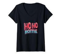 Femme Cool Ho Ho Hottie Emblème Look for Naughty Christmas T-Shirt avec Col en V