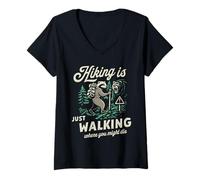 Femme Cool Honey Badger-Hiking, C'est Simplement Marcher là où Vous pourriez Mourir T-Shirt avec Col en V