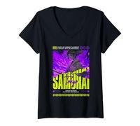 Femme Cool Japanese Anime Vibes: Style d'art et Mode de Manga Urbain T-Shirt avec Col en V