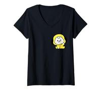 Femme Cool K-Pop Cute Symbol K-Drama Korean Pop Music Fans T-Shirt avec Col en V