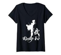 Femme Cool Kung Fu Man Dragon Fighting Graphic Tees & Cool Designs T-Shirt avec Col en V