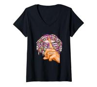 Femme Cool Lips Kiss Me Sugar Skull Girls Trip Matching T-Shirt avec Col en V