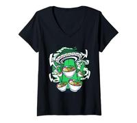 Femme Cool Manga Graphic Art, Funny Space Ships Fight Kawaii Ramen T-Shirt avec Col en V
