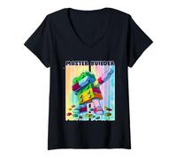 Femme Cool Master Builder Dabbing Blocks Bricks Builder Kids Boy T-Shirt avec Col en V