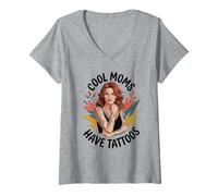 Femme Cool Moms Have Tattoos | Humour de la vie de maman à l'encre amusante T-Shirt avec Col en V