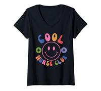 Femme Cool Nurse Club Groovy Cute Nurse Appréciation Nurse Week T-Shirt avec Col en V