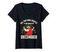 Femme Cool People are Born in December Christmas Christian Bday T-Shirt avec Col en V