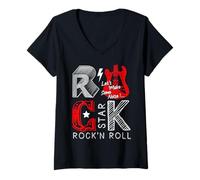 Femme Cool Rock and Roll Star, I Love Rock Loud Music, Rock & Roll T-Shirt avec Col en V