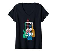 Femme Cool Rock & Roll Music Make Some Noise Musical Instruments T-Shirt avec Col en V