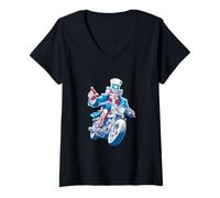 Femme Cool Sam Loves Motorcycles et Costume d'équitation T-Shirt avec Col en V