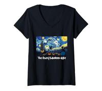 Femme Cool Sarcastic Vincent Van Gogh The Starry Halloween Night T-Shirt avec Col en V