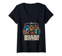 Femme Cool Snowboarders sur télésiège T-Shirt avec Col en V