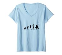 Femme Cool Sports Skateboarding Evolution Humaine Skateboarder T-Shirt avec Col en V