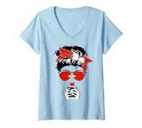 Femme Cool Swiss Coffee Mommy Girl Sis Aunt Drapeau Suisse Imprimé T-Shirt avec Col en V