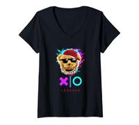 Femme Cool Teddy Bear Boy Illustration Novelty Graphic Designs T-Shirt avec Col en V