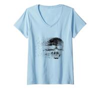 Femme Cool Wild Abstract Skull Novelty Graphic Tees & Cool Designs T-Shirt avec Col en V